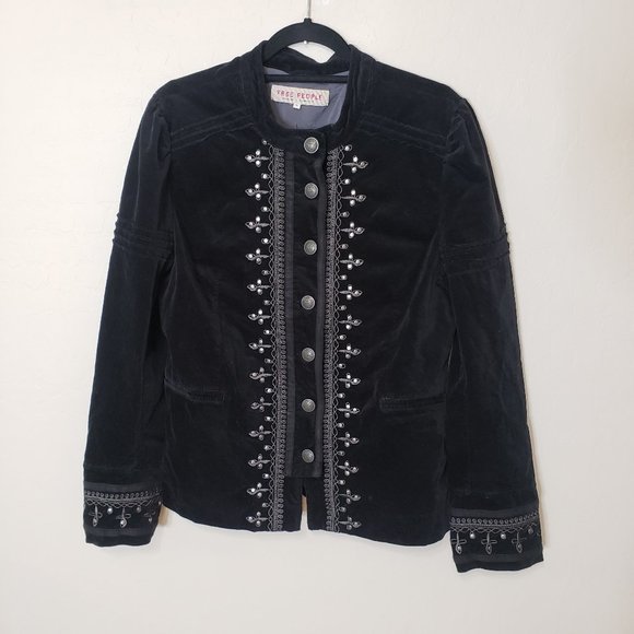 Free People Maven Pintuck Velvet Jacket 